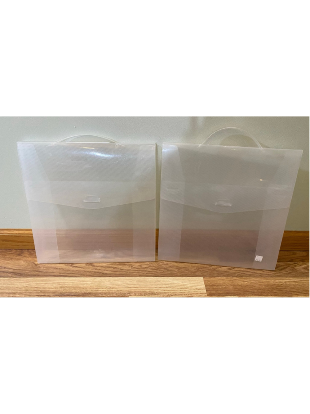 (2)Unbranded Clear Plastic Document Folder with Handle, 12.5” X 12.5”